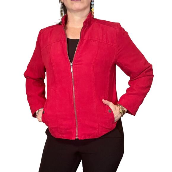 Red Suede Jacket - Vintage Studio Works - Excellent Condition (Women's 8 Petite) - Picture 5 of 8